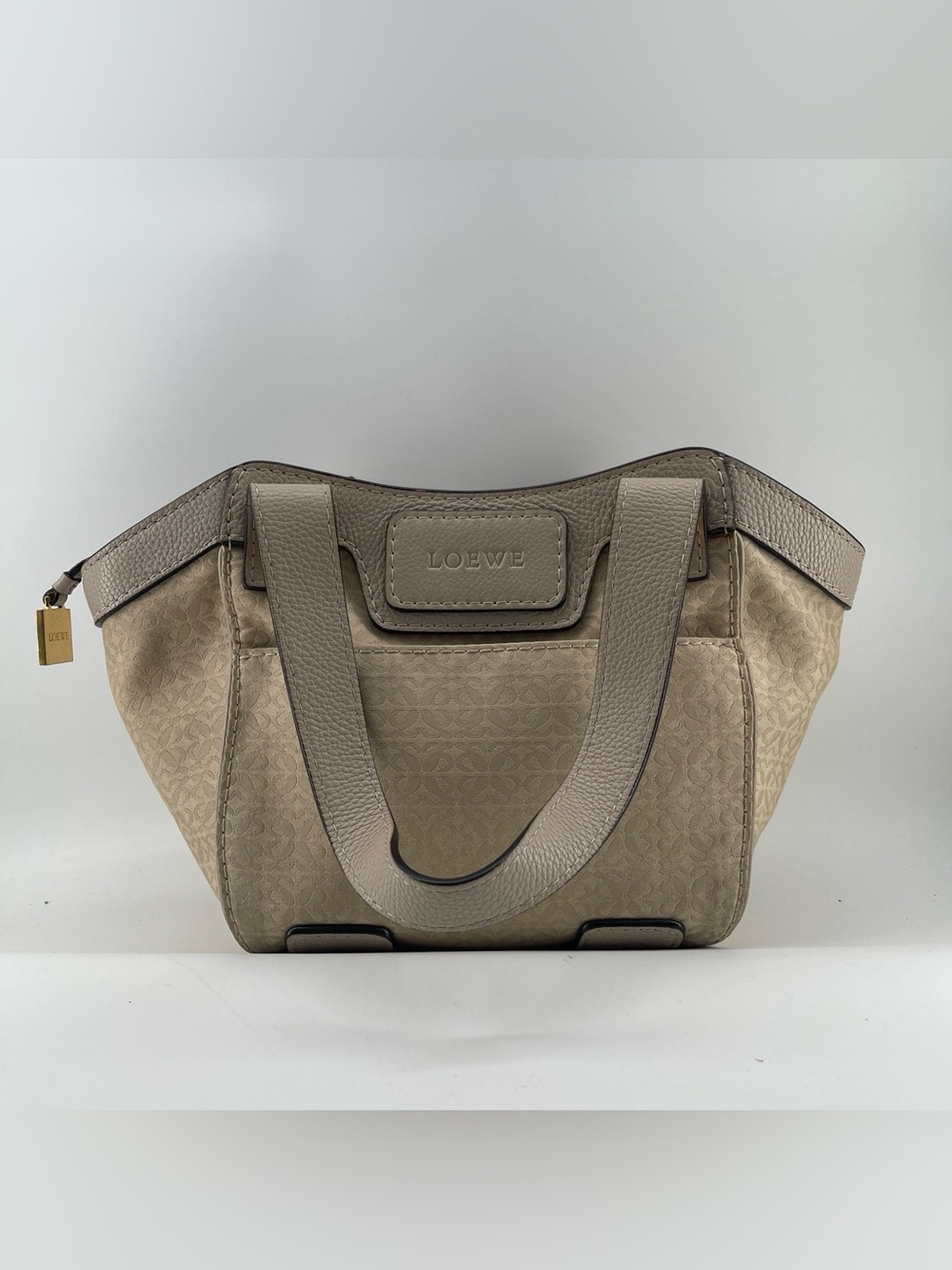Loewe Anagram Canvas Leather Shoulder Bag